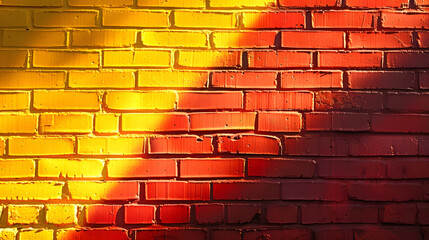 Poster - red and yellow brick wall with light effect and shadow abstract background photo : Generative AI