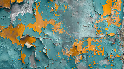 Poster - Cracked and peeling paint old wall background Classic grunge texture : Generative AI