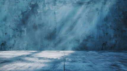 Aufkleber - Blue concrete wall and floor with light and shadow backgrounds use for product display for presentation and cover banner design : Generative AI