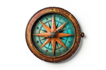 Wall Mural - Nautical compass rose wall art photo on white isolated background