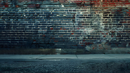 Poster - street wall background Industrial background empty grunge urban street with warehouse brick wall : Generative AI