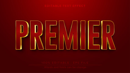 Wall Mural - Premier editable text effect. Golden red text mockup