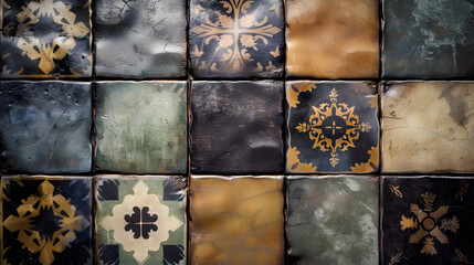 Poster - vintage ceramic tile : Generative AI