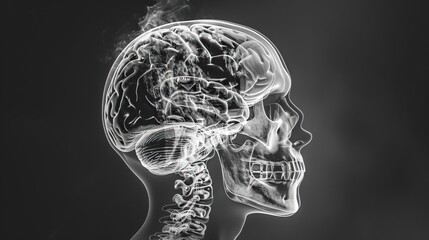 Wall Mural - A comprehensive Xray view of the brain, with cranial bones and ligaments clearly outlined, supporting thorough medical diagnosis