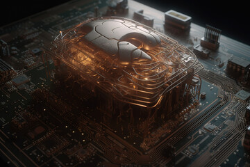 Poster - Artificial intelligence science concept with technological AI brain on the circuit board.