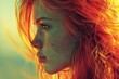 © anatolir - Close-up of a woman with red hair bathed in a warm golden sunset light