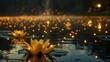 © AiAbstract - Families meander waterways amongst lilies as dragonflies wing and glowflies flicker above calm waters reflective within focus frame's dreamscape, gathering finds quiet through witnessing dependent