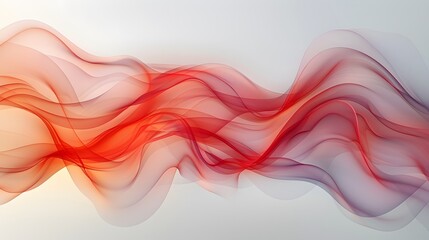 Wall Mural - Abstract red and orange wavy lines on a white background