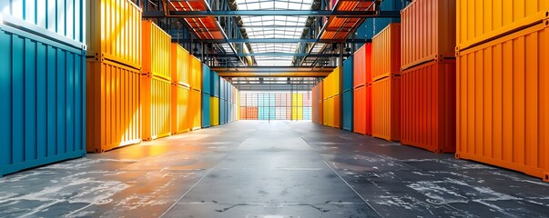 Poster - Artfully Arranged Cargo Containers Transforming a Spacious Cargo Deck into a Pop Up Art Gallery Concept