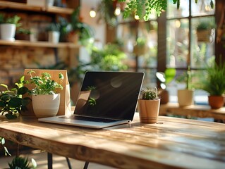 Poster - cozy laptop workspace with live product customization options