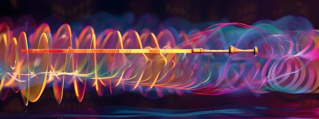 Poster - Vibrating Reed Producing Dynamic Waveforms An Illustrative Depiction of Sound Frequency