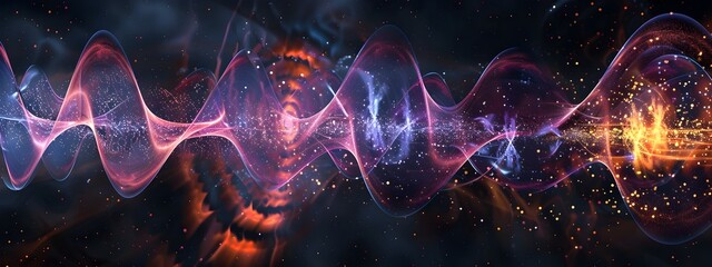 Poster - Wave Packet Animation Quantum Physics Concept of Diffraction through an Obstacle