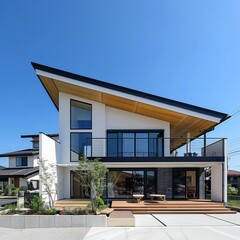 Sticker - An upscale contemporary home with sleek lines, an open layout, and luxurious features, perfect for modern living