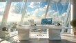 © Pikul - Spacious home office with panoramic windows overlooking a cityscape