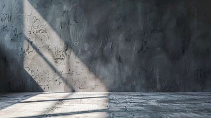 Aufkleber - Room empty of cement floor with gray room cement or concrete wall texture background and sun light : Generative AI