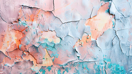 Poster - Old painted cracked concrete wall Texture Abstract background Colorful pattern : Generative AI