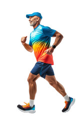 Wall Mural - Senior Man Running in Colorful Sportswear