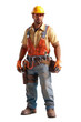 © PNG and Green Video - 3D model of a construction worker, posed confidently on a clean white surface.