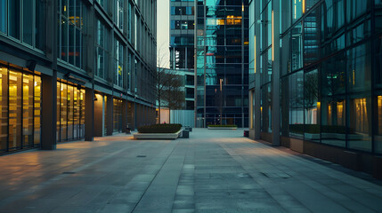 Poster - Empty modern urban business buildings : Generative AI