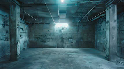 Poster - Old empty grunge basement room with copy space : Generative AI
