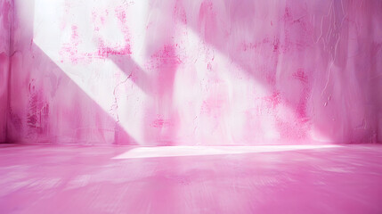 Aufkleber - Empty pink color texture pattern cement wall studio background Used for presentation cosmetic nature products for sale online : Generative AI