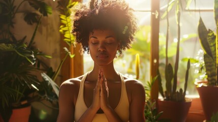 Sticker - Woman Enjoying Indoor Meditation