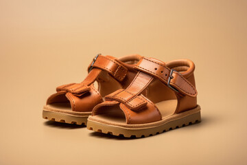 little kid leather sandals pair