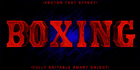 Poster - Red Shiny Fighter Boxing Vector Fully Editable Smart Object Text Effect