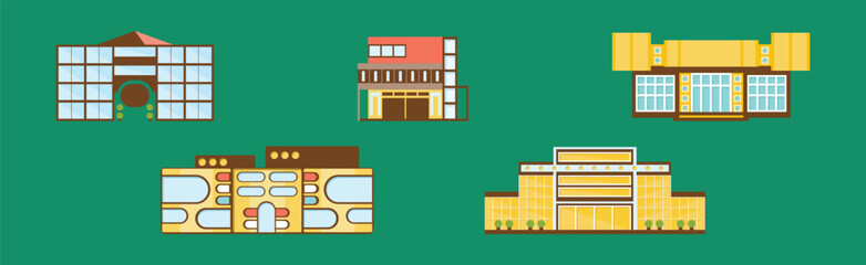 Canvas Print - City Building and Construction Flat Design Vector Set