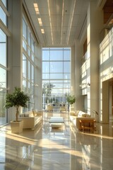 Wall Mural - Glass building sunny interior.