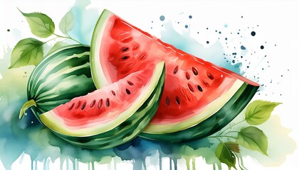 Wall Mural - Watermelon watercolor illustration