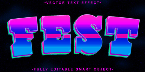 Poster - Cartoon Colorful Fest Vector Fully Editable Smart Object Text Effect
