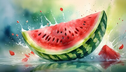 Wall Mural - Watermelon watercolor illustration