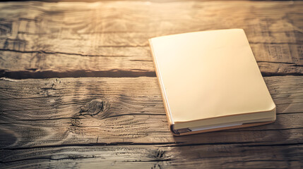 Poster - Note book on a wooden background Copy space : Generative AI