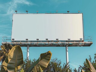 Large blank billboard mockup set against a clear sky, perfect for outdoor advertising concepts