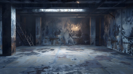 Poster - Old empty grunge basement room with copy space : Generative AI