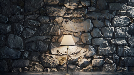 Poster - stone wall lamp modern interior decoration empty room : Generative AI