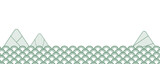 Fototapeta Psy - Seigaiha, ocean waves pattern, zongzi dumplings mountains Dragon Boat Festival traditional background on transparent. Line art style vector illustration. Design element, abstract landscape, backdrop