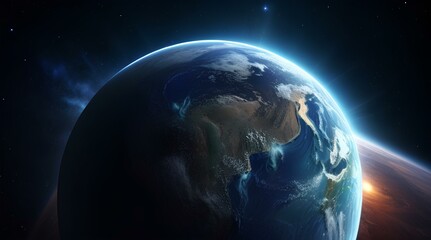  Earth view from the space view in the night. Planet Earth. Continents, seas and oceans.