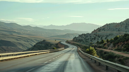 Aufkleber - landscape of empty highway on mountain in morocco : Generative AI