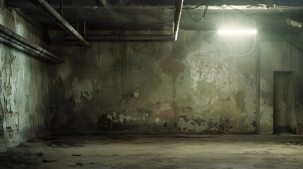 Poster - Old empty grunge basement room with copy space : Generative AI