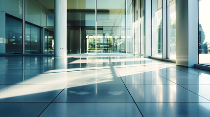 Poster - empty ground floor in front of modern architecture exterior : Generative AI