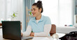 © peopleimages.com - Laptop, research and remote work with a freelance woman in her home office for a small business startup. Computer, smile and a happy young female entrepreneur reading information online in a house