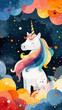 Digital art - Illustration of an unicorn with rainbow mane