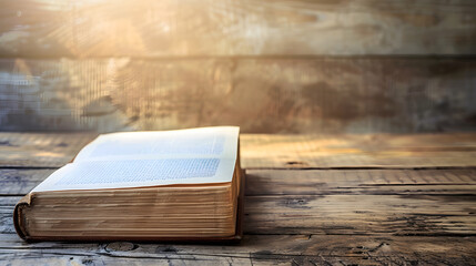 Aufkleber - Note book on a wooden background Copy space : Generative AI