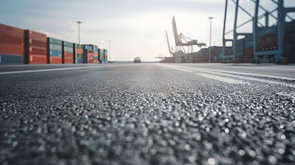 Aufkleber - empty asphalt road and container port background : generative ai
