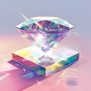 A sparkling precious gem, Pink diamond, shines brightly on a white background. Generative Ai