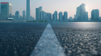 Aufkleber - empty asphalt road and modern city skyline with building in hangzhouchina : generative ai
