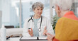 © peopleimages.com - Old woman, senior or doctor with patient in consultation for healthcare advice or hospital checkup in clinic Speaking, nursing or medical professional talking to person in appointment for medicare