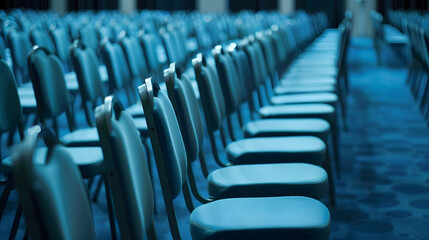 Poster - Rows of empty chairs in large Conference hall for Corporate Convention or Lecture : Generative AI